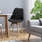 Costway Set of 4 Black Dining Chairs Mid-Century Modern Shell PU Seat with Wooden Legs