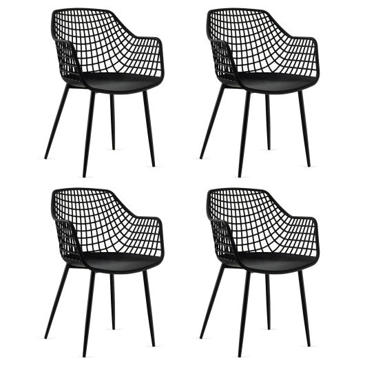 Costway Set of 4 Black Heavy Duty Modern Dining Chair with Airy Hollow Backrest