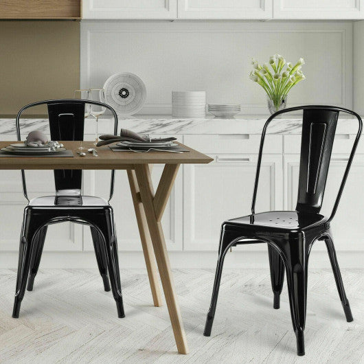 Costway Set of 4 Black Tolix Style Dining Chair Stackable Bistro Chair