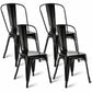 Costway Set of 4 Black Tolix Style Dining Chair Stackable Bistro Chair