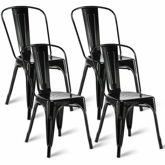 Costway Set of 4 Black Tolix Style Dining Chair Stackable Bistro Chair