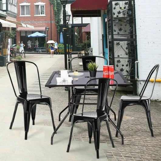 Costway Set of 4 Black Tolix Style Dining Chair Stackable Bistro Chair