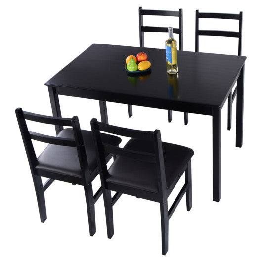 Costway Set of 4 Black Wood Dining Side Chairs with Padded Seat