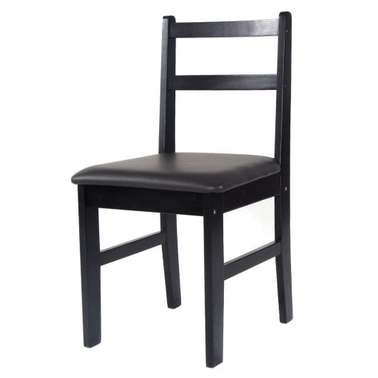 Costway Set of 4 Black Wood Dining Side Chairs with Padded Seat