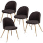Costway Set of 4 Brown Fabric Cushion Seat Accent Arm Dining Chairs
