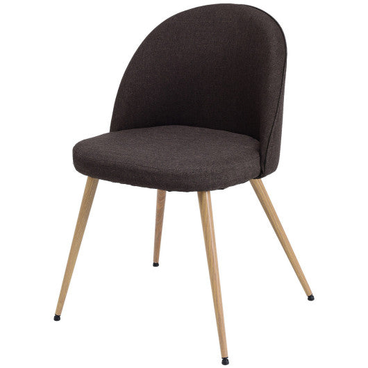 Costway Set of 4 Brown Fabric Cushion Seat Accent Arm Dining Chairs