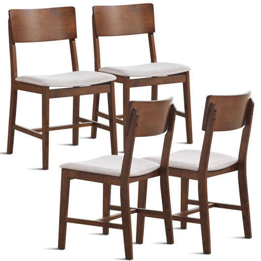 Costway Set of 4 Brown Modern Fabric Upholstered Dining Side Chairs