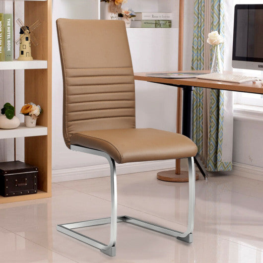 Costway Set of 4 Coffee Kitchen Dining PU Leather Chair