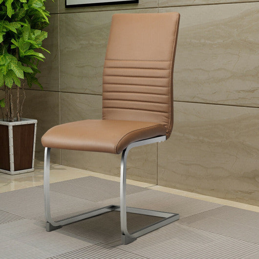 Costway Set of 4 Coffee Kitchen Dining PU Leather Chair
