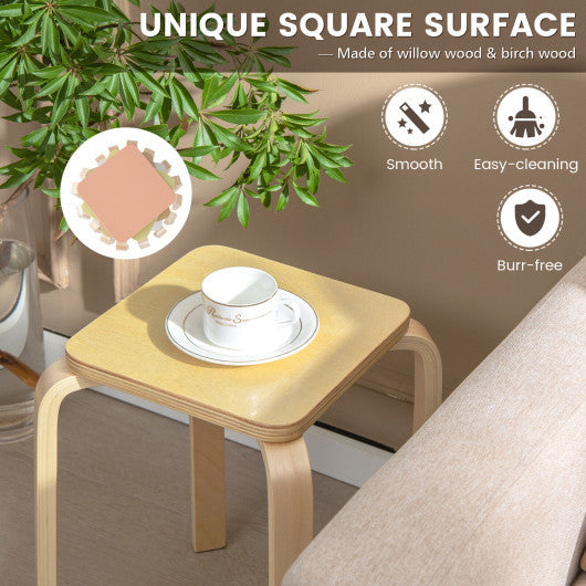 Costway Set of 4 Colorful Square Stools with Anti-slip Felt Mats