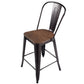 Costway Set of 4 Cooper Industrial Metal Counter Stool Dining Chairs with Removable Backrests