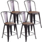 Costway Set of 4 Cooper Industrial Metal Counter Stool Dining Chairs with Removable Backrests