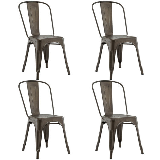 Costway Set of 4 Copper Stackable Tolix Style Dining Chairs