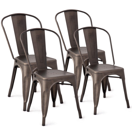 Costway Set of 4 Copper Tolix Style Dining Chair Stackable Bistro Chair