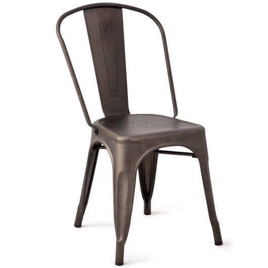 Costway Set of 4 Copper Tolix Style Dining Chair Stackable Bistro Chair