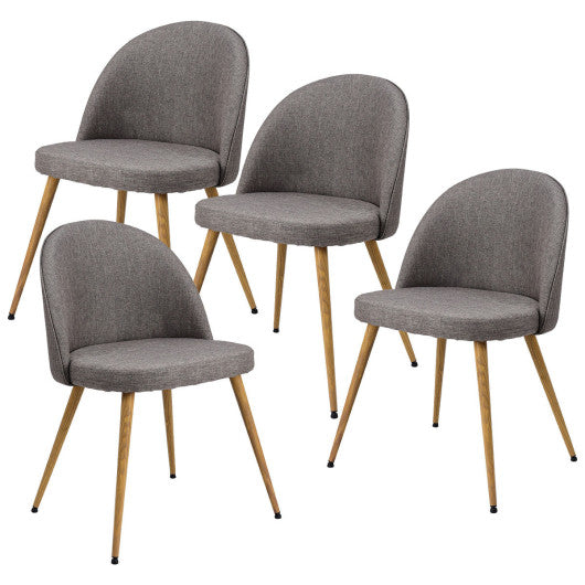 Costway Set of 4 Dark Gray Fabric Cushion Seat Accent Arm Dining Chairs