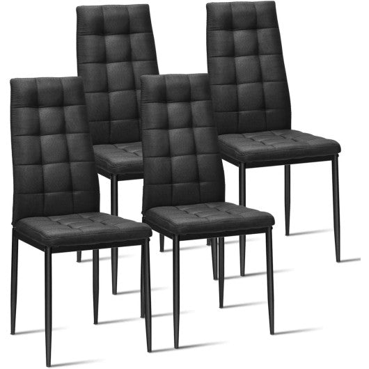 Costway Set of 4 Fabric Dining Chairs Set with Upholstered Cushion and High Back