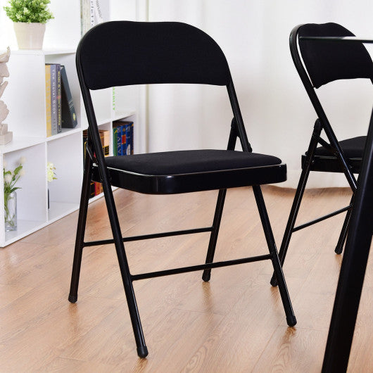 Costway Set of 4 Fabric Upholstered Padded Seat Metal Frame Folding Chairs