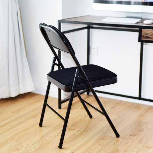 Costway Set of 4 Fabric Upholstered Padded Seat Metal Frame Folding Chairs