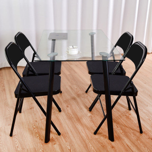 Costway Set of 4 Fabric Upholstered Padded Seat Metal Frame Folding Chairs
