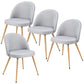 Costway Set of 4 Gray Fabric Cushion Seat Accent Arm Dining Chairs