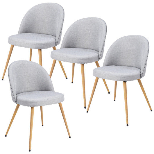 Costway Set of 4 Gray Fabric Cushion Seat Accent Arm Dining Chairs