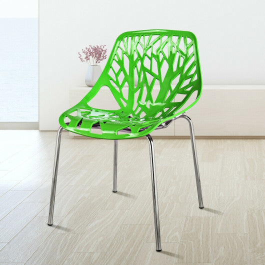 Costway Set of 4 Green Dining Birch Sapling Accent Armless Chairs