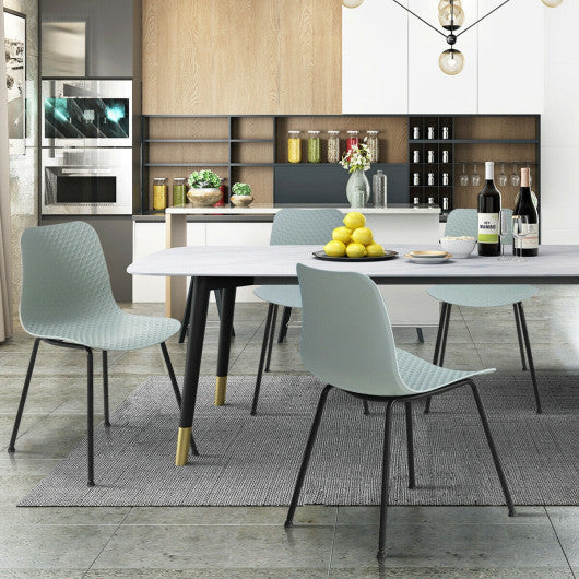Costway Set of 4 Green Dining Plastic Chair with Metal Legs Sage