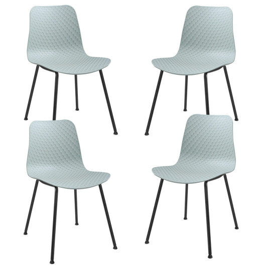Costway Set of 4 Green Dining Plastic Chair with Metal Legs Sage