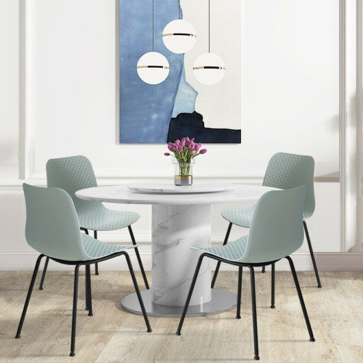 Costway Set of 4 Green Dining Plastic Chair with Metal Legs Sage