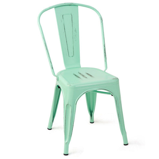 Costway Set of 4 Green Tolix Style Dining Chair Stackable Bistro Chair