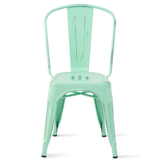 Costway Set of 4 Green Tolix Style Dining Chair Stackable Bistro Chair