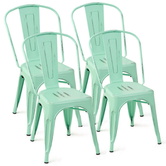 Costway Set of 4 Green Tolix Style Dining Chair Stackable Bistro Chair