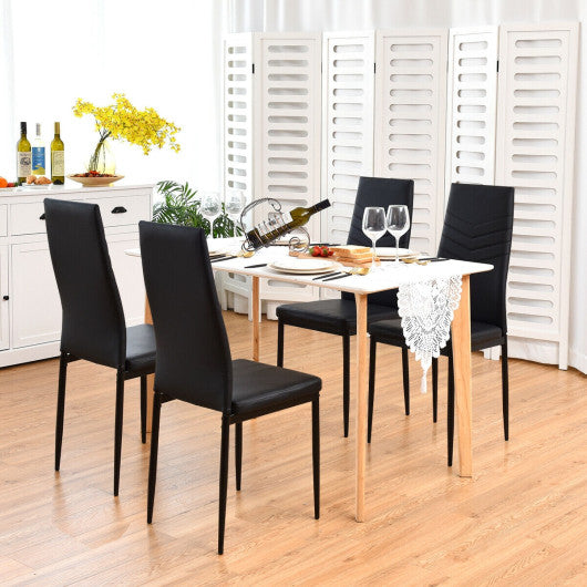 Costway Set of 4 High Back Dining Chairs with PVC Leather and Non-Slip Feet Pads