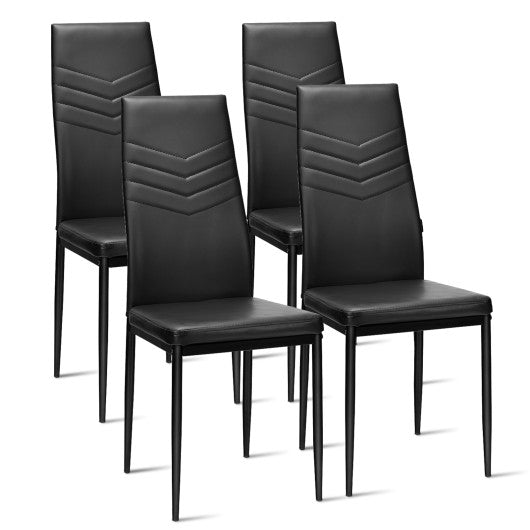 Costway Set of 4 High Back Dining Chairs with PVC Leather and Non-Slip Feet Pads