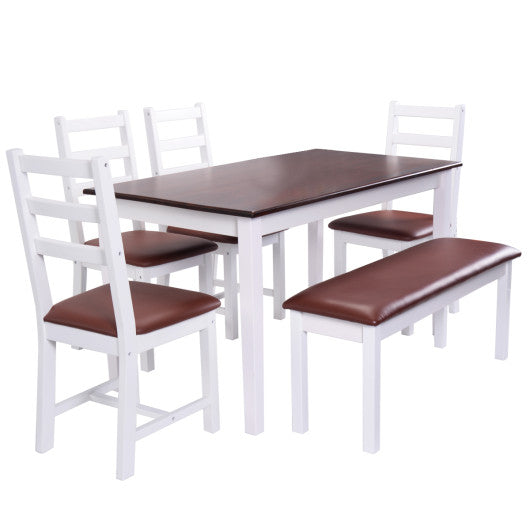 Costway Set of 4 High Back Wood Dining Side Chairs with Padded Seat
