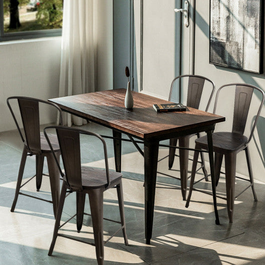 Costway Set of 4 Industrial Metal Counter Stool Dining Chairs with Removable Backrests - Gun