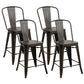 Costway Set of 4 Industrial Metal Counter Stool Dining Chairs with Removable Backrests - Gun