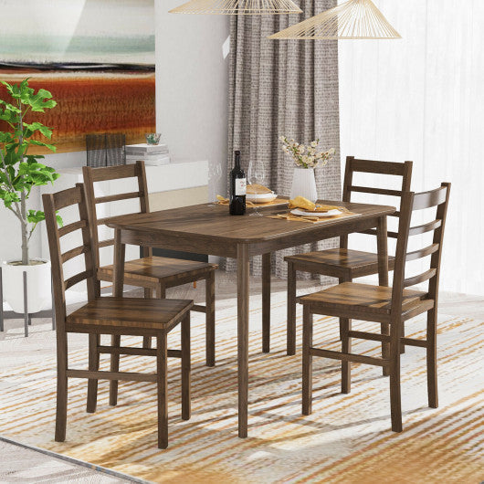 Costway Set of 4 Modern Kitchen Dining Chairs with Solid Rubber Wood Structure