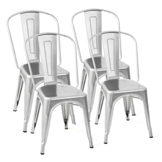 Costway Set of 4 Silver Stackable Tolix Style Dining Chairs