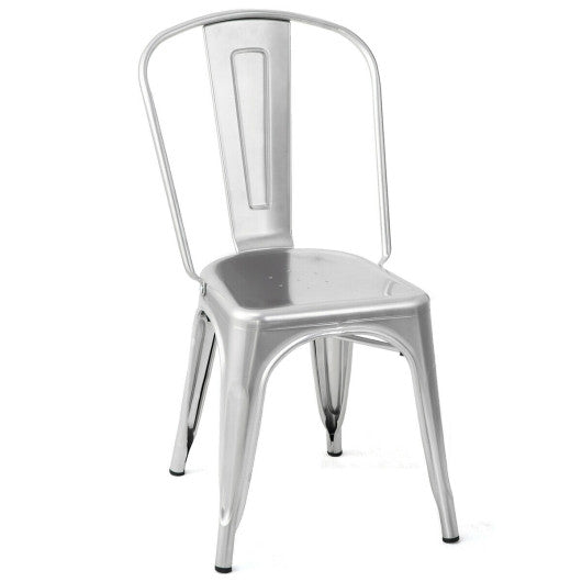 Costway Set of 4 Silver Stackable Tolix Style Dining Chairs