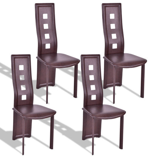 Costway Set of 4 Steel Frame High Back Armless Dining Chairs