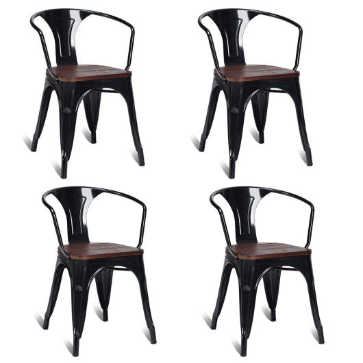 Costway Set of 4 Tolix Style Stackable Black Bistro Metal Furniture