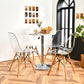 Costway Set of 4 Transparent Dining Chairs Modern Plastic Shell Side Chair with Clear Seat and Wood Legs