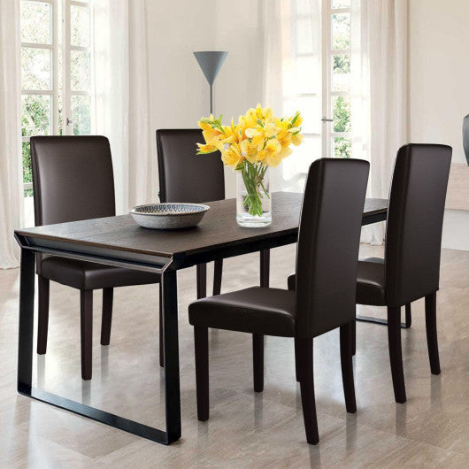 Costway Set of 4 Urban Style PU Leather Dining Side Chairs