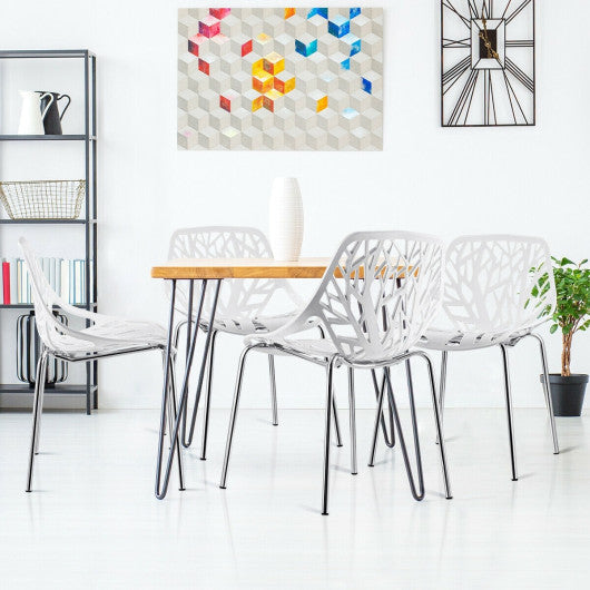 Costway Set of 4 White Dining Birch Sapling Accent Armless Chairs