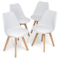 Costway Set of 4 White Dining Chairs Mid-Century Modern Shell PU Seat with Wooden Legs