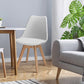 Costway Set of 4 White Dining Chairs Mid-Century Modern Shell PU Seat with Wooden Legs
