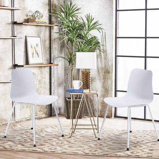 Costway Set of 4 White Dining Plastic Chair with Metal Legs Sage