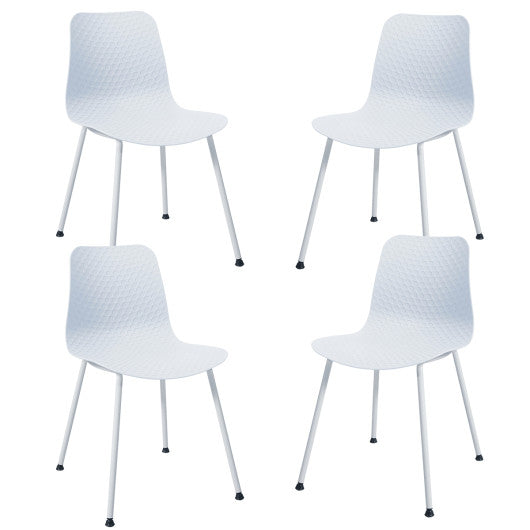 Costway Set of 4 White Dining Plastic Chair with Metal Legs Sage